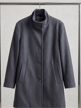 Katherine Kelly Charcoal Gray 100% Wool Coat Women’s Size 14 Stand Collar Coat